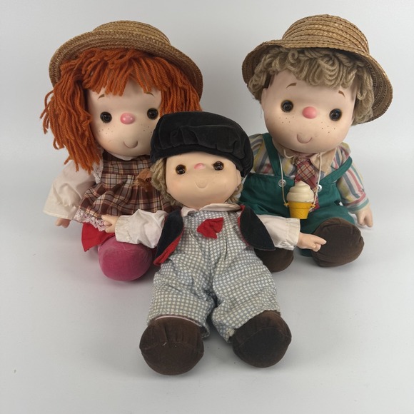 1980 Vintage LOT OF 3 Ice Cream Dolls. Girl Boy with Ice-cream Cone Small Boy.